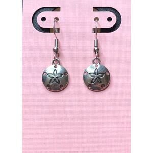 NEW Dainty Sand Dollar Wire Hook Earrings Beach Surf Seashells